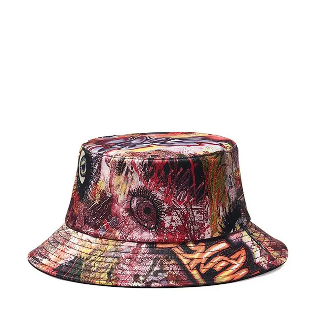 Graffiti Print Fisherman Hat Hip Hop Disc Hat Pink - Shop at LoveMi