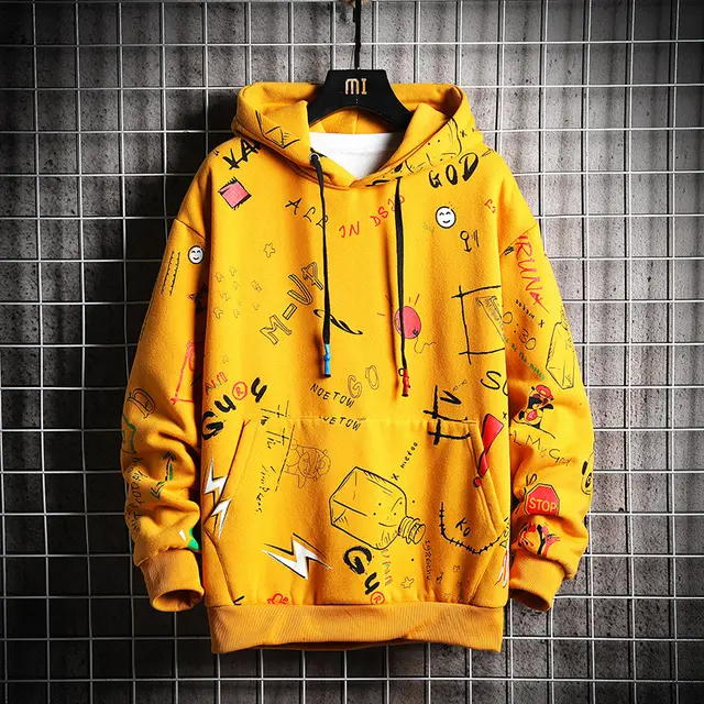 Casual all match loose long sleeved hooded top Yellow - Shop at LoveMi