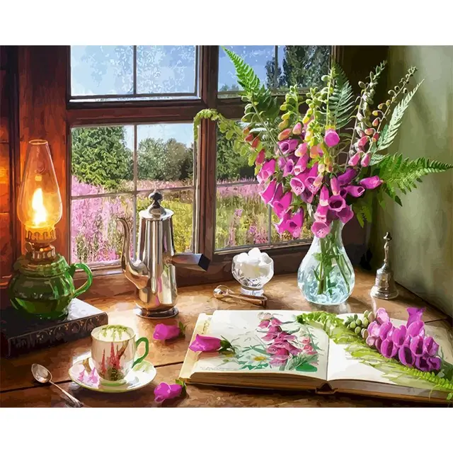 Digital Oil Painting In Purple Vase White - Shop at LoveMi