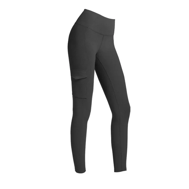 Rib Cargo Pocket Yoga Pants With High Waists For Fall And Winter Black - Shop at LoveMi