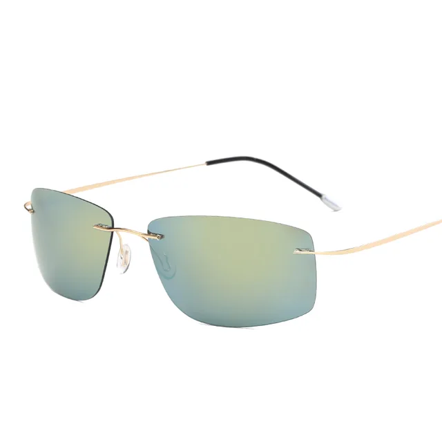 Sunglasses Rimless Pure Titanium Light Sunglasses Green - Shop at LoveMi