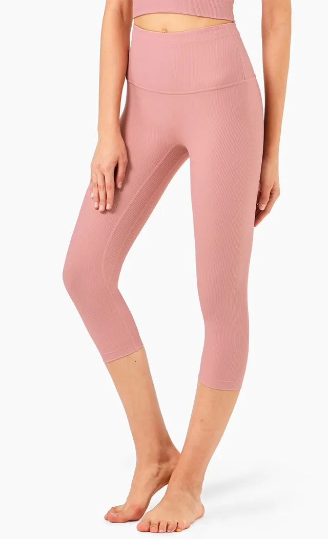 High waisted Peach Hip lifting Sports Fitness Cropped Pants Pink - Shop at LoveMi