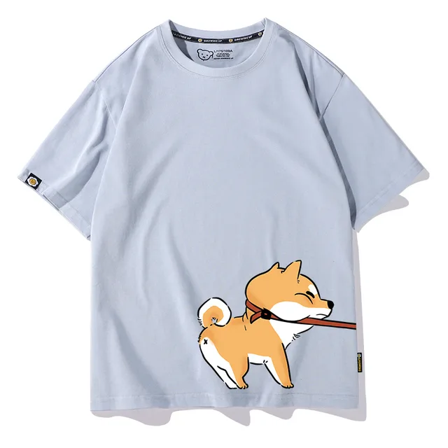 Lovers Wear High Sense Of Summer Couple T Shirt New Trend Niche Design Loose Cotton Short Sleeved Shirt Blue Dog - Shop at LoveMi
