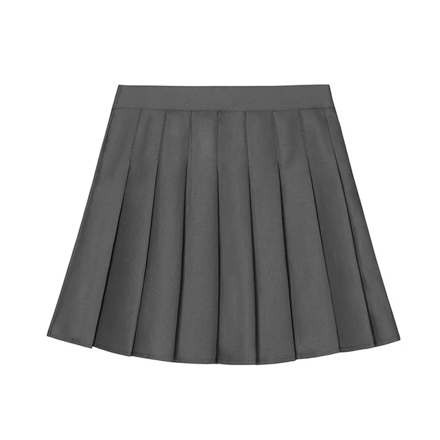 Student College Style Half Length Skirt Short Skirt Gray With Zipper - Shop at LoveMi