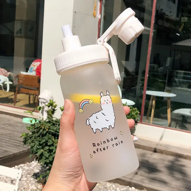 Cup Female Glass Portable Cute With Straws Simple High Value Milk Couple Straws Frosted Sheep - Shop at LoveMi