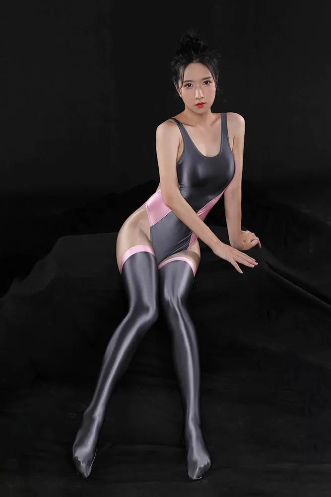 Langerie Set Body Sexy High Cut Thong Bodysuit Women - Grey