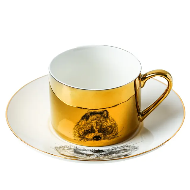 Luxury Ins Nordic Reflection Animal Mirror Ceramic Cup And Saucer Creative Simple Afternoon Tea Home Coffee Mug - Shop at LoveMi