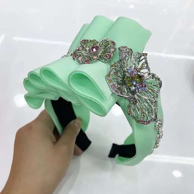 Fashion Folding Sponge Fabric Diamond Headband Green - Shop at LoveMi