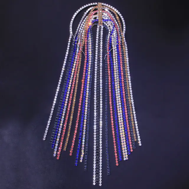 Exaggerated Ethnic Color Diamond Hair Chain 1 Style - Shop at LoveMi