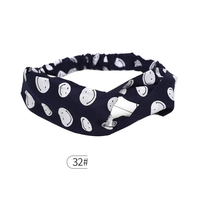 Elastic Cross Hairband Ladies Headband Hair Band Yoga Sports Headband - Blue Smile