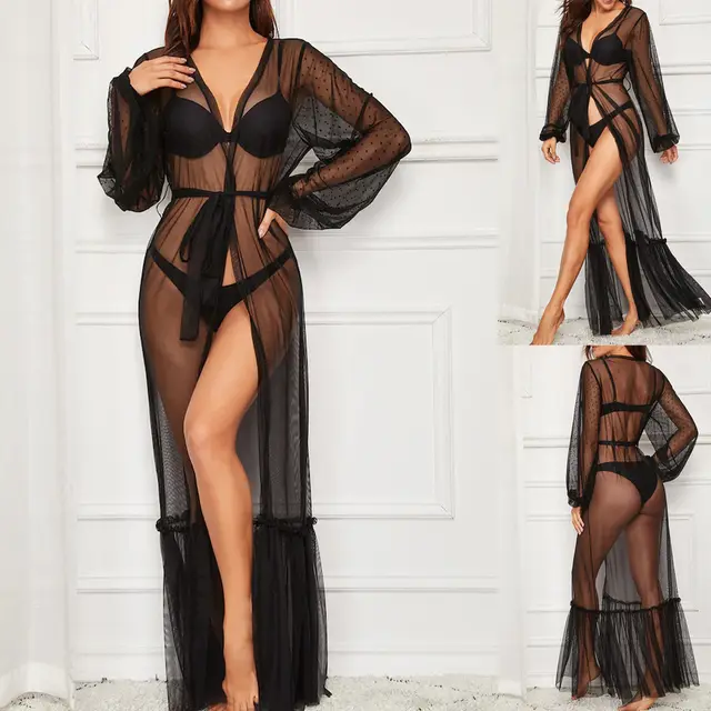 Sexy Lingerie Sexy See through Mesh Long Skirt Black - Shop at LoveMi