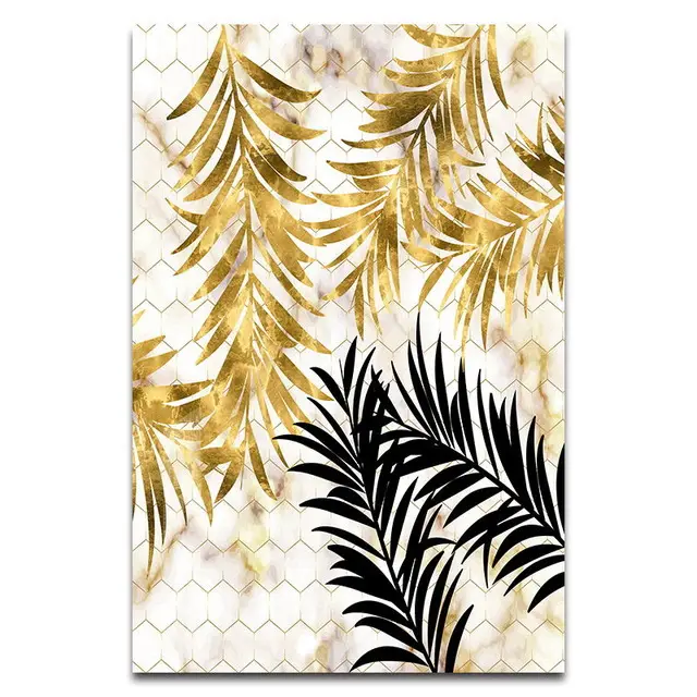 Juchuang Abstract Nordic Style Modern Home Leaflet Gold Leaf Canvas Wall Decoration Painting Spray Painting Juchuang Abstract Nordic Style Modern H... - Shop at LoveMi