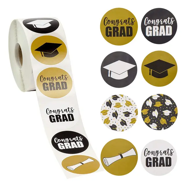Round Graduation Sticker Graduation Cap And Diploma Label Party School Supplies Student Stationery Sticker - Shop at LoveMi