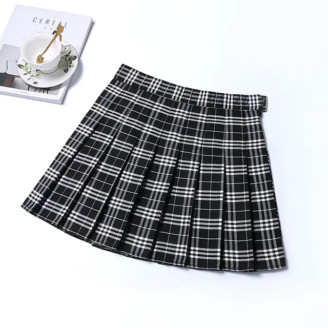 Classic Plaid Skirt Jk Uniform Skirt Black And White Grid - Shop at LoveMi