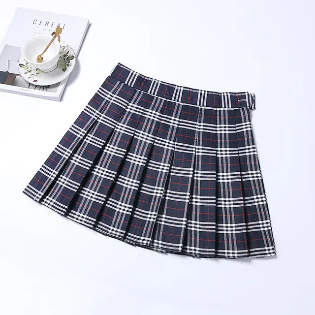 Classic Plaid Skirt Jk Uniform Skirt Navy Blue - Shop at LoveMi