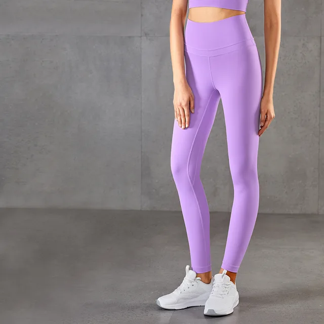 Patchwork Nude Yoga Pants Pocket Hip Lift Purple - Shop at LoveMi