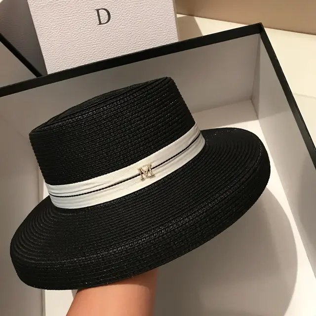 Brown Holiday Beach Sunshade Big Eaves Bell shaped Straw Hat Black - Shop at LoveMi