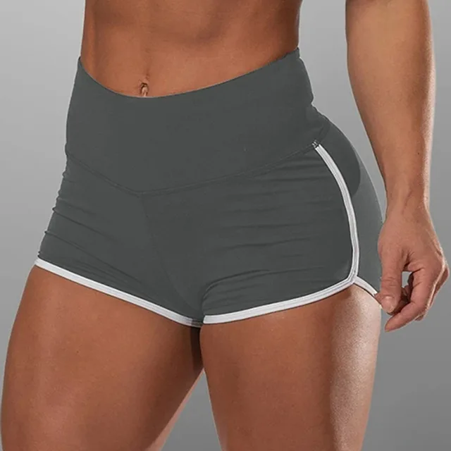 Pure Color Women Summer Hip Fitness Yoga Wear Shorts Grey - Shop at LoveMi