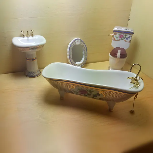 Dollhouse Dollhouse Miniature Mini Ceramic Bathroom Decoration Model White - Shop at LoveMi