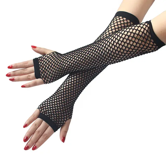 Long Lace Gloves Sexy Hook Finger Gloves Black A - Shop at LoveMi