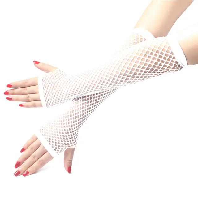 Long Lace Gloves Sexy Hook Finger Gloves White A - Shop at LoveMi