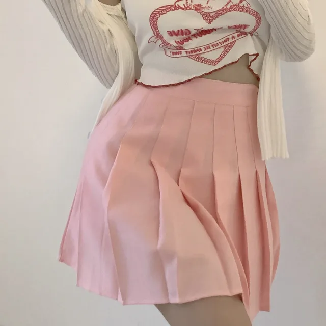 Pleated Skirt, High Waist, Thin Temperament, Short Skirt, Skirt Pink - Shop at LoveMi