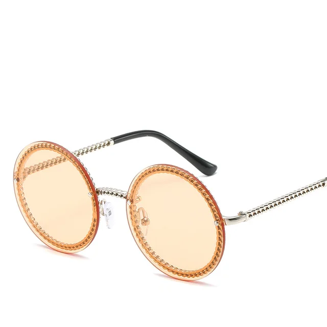 Metal Chain European And American Hot Style Sunglasses Frameless Can Be Equipped With Chain Light Tea - Shop at LoveMi