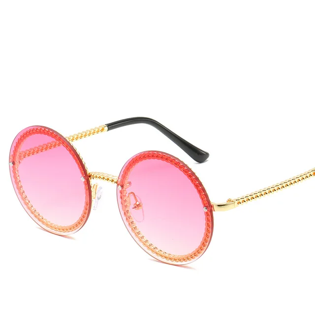 Metal Chain European And American Hot Style Sunglasses Frameless Can Be Equipped With Chain Sea Powder - Shop at LoveMi