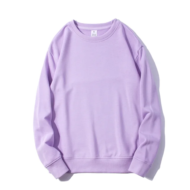 Men's And Women's New Sweater Women's Tops Solid Color Round Neck Blank Sweater Purple - Shop at LoveMi