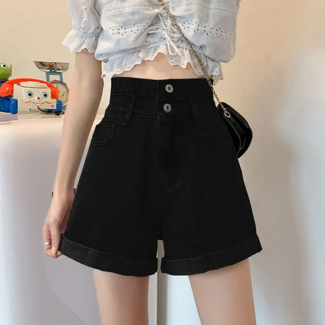 Wide Leg A line Straight Loose Ins Trendy Pants Black - Shop at LoveMi