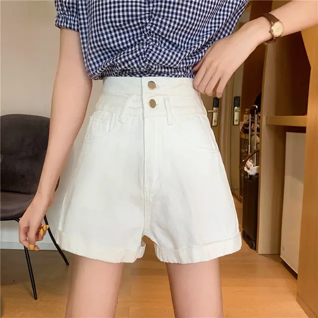 Wide Leg A line Straight Loose Ins Trendy Pants White - Shop at LoveMi