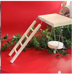 Tiger Skin Peony Xuan Little Sun Monk Gnaws And Relieves Boredom Swing Ladder Springboard Cage Toy Bell Wood Color Pedal Swing Ladder - Shop at LoveMi