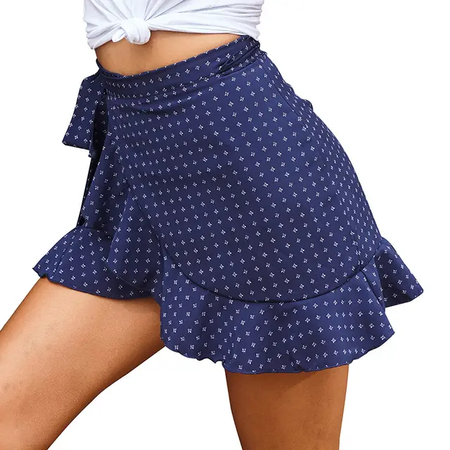 Half Length Skirt Summer Fashion Ruffled Lace Irregular Slim Sexy Short Skirt Women Blue - Shop at LoveMi