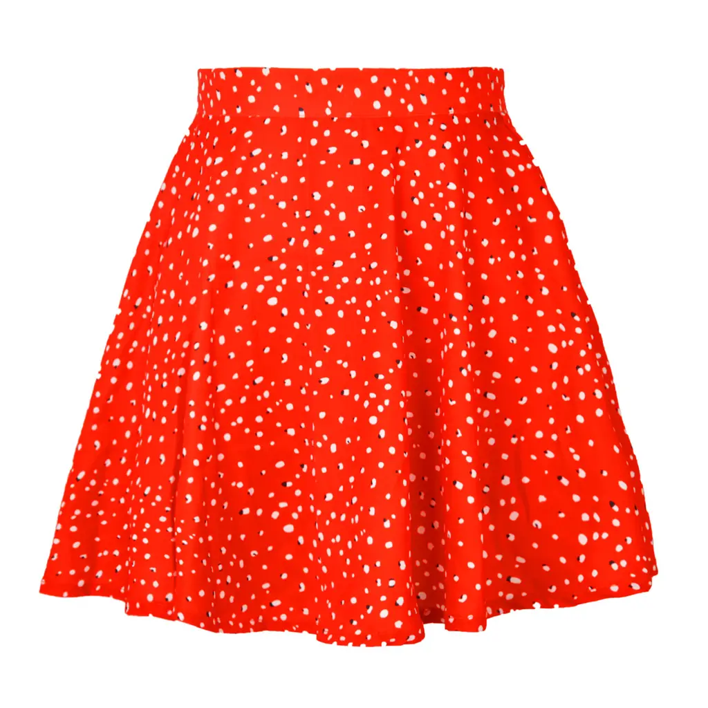 Women's Floral Skirt High Waist Umbrella Skirt Invisible Zipper Chiffon Print Short Skirt Women - Red