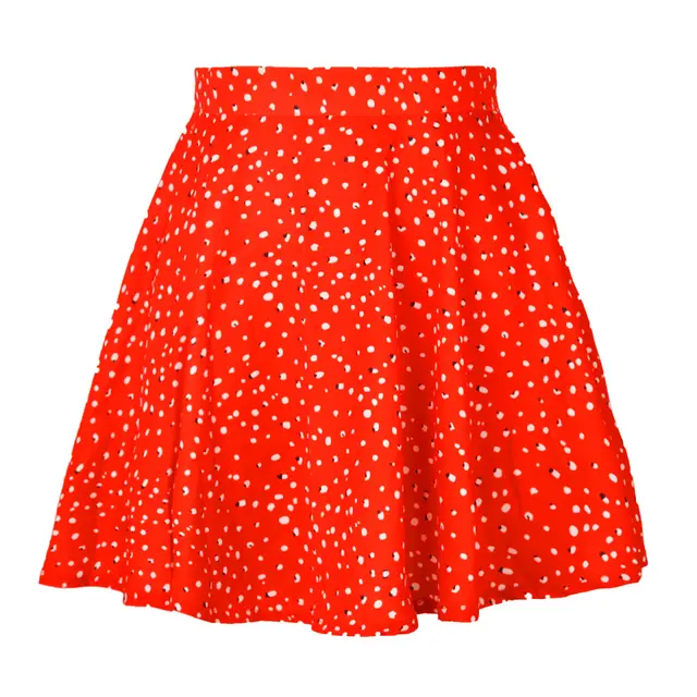 Women's Floral Skirt High Waist Umbrella Skirt Invisible Zipper Chiffon Print Short Skirt Women Red - Shop at LoveMi