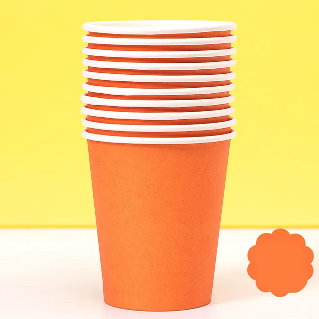 Colored Paper Plates Handmade Eco friendly Paper Plates Paper Cups Orange - Shop at LoveMi