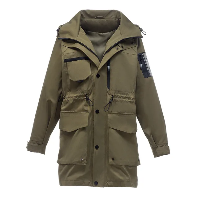 INS Windbreaker Mid length European Style Small Handsome Overalls Army Green - Shop at LoveMi