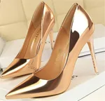 Stiletto Heels Pointed Toe Low Top Women's Shoes - Champagne-39