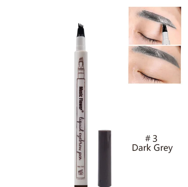 Waterproof Natural Eyebrow Pen Four claw Eye Brow Tint Fork Tip Eyebrow Tattoo Pencil Dark Grey - Shop at LoveMi