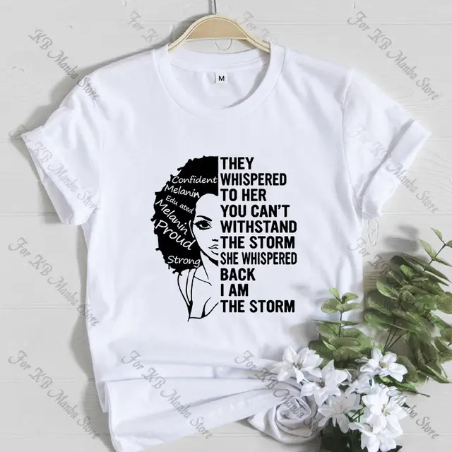 Women T Shirt Fashion Casual Cartoon Feminism Cartoon African Girl Print Ladies Short Sleeve T shirt - Shop at LoveMi