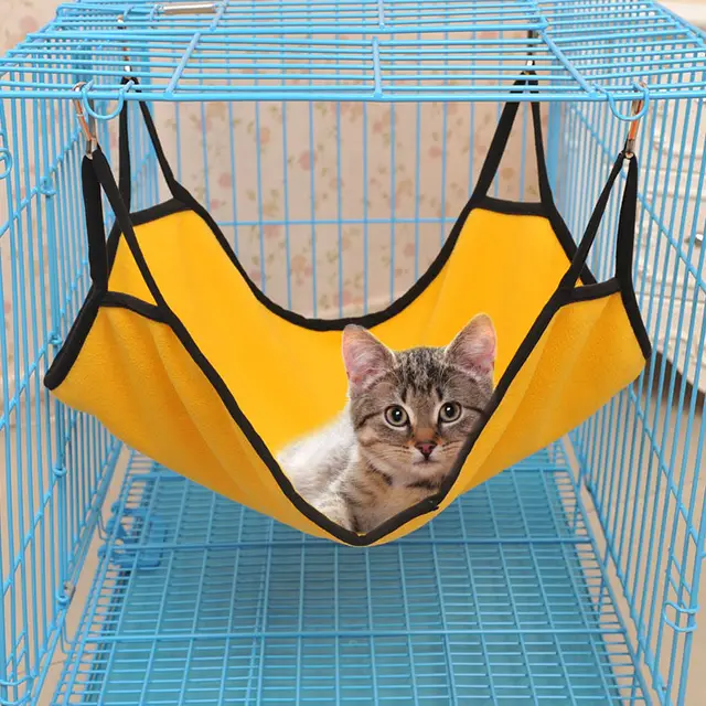 Four Seasons Universal Cat Hammock Hanging Cat Litter Swing Double Sided Usable Polar Fleece Cat Hammock Yellow - Shop at LoveMi