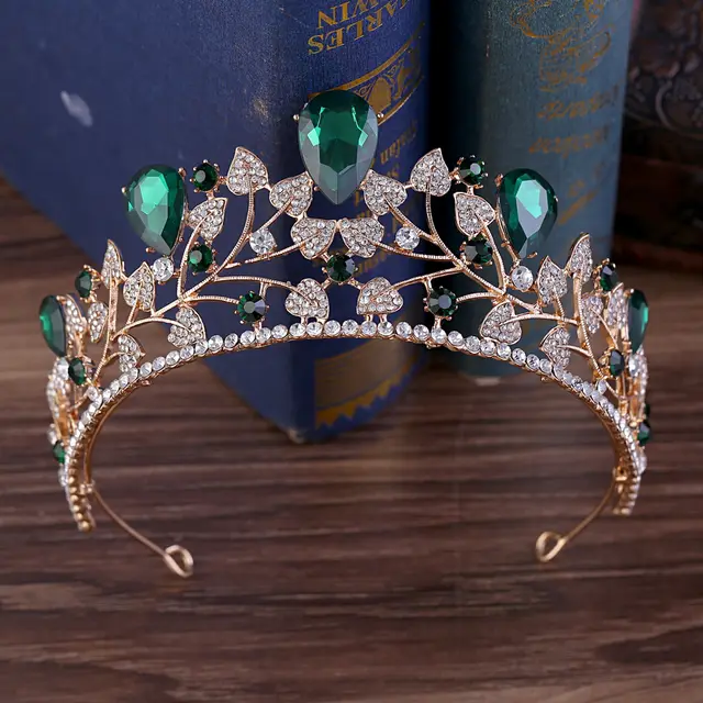 Wedding Hairpin Accessories Leaf Rhinestones Bridal Crown Green - Shop at LoveMi
