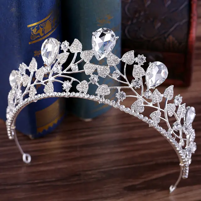 Wedding Hairpin Accessories Leaf Rhinestones Bridal Crown Silver - Shop at LoveMi
