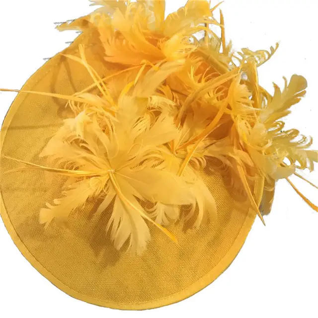 Horse Racing Festival Fashion High End Top Hat Hair Accessories Aristocratic Ladies Feather Hat Hair Accessories Hairpin Yellow - Shop at LoveMi
