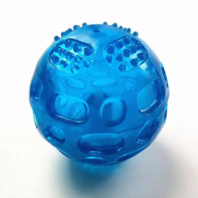 Dog Toy Ball Pet Squeak Ball Waterproof Sound Toys Rubber Teeth Clean Balls For Small Medium Large Dogs Pet Orange Blue GREEN Blue - Shop at LoveMi