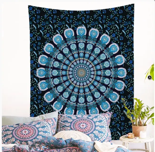Printed Mandala Home Tapestry Wall Hanging Wall Decoration Green - Shop at LoveMi