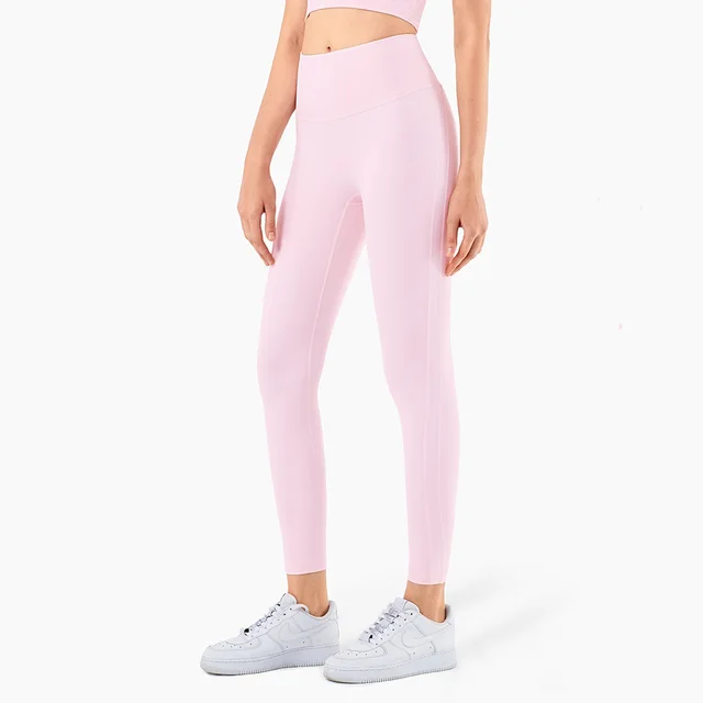 No T line Anti curling High waisted Peach Hip Leggings Rose Pink - Shop at LoveMi