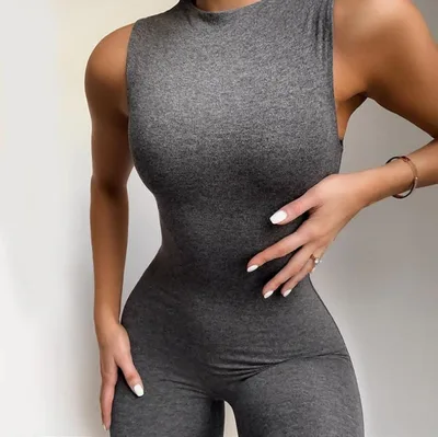Foreign Trade Independent Station Dunhuang Spot Black Casual Jumpsuit Grey - Shop at LoveMi