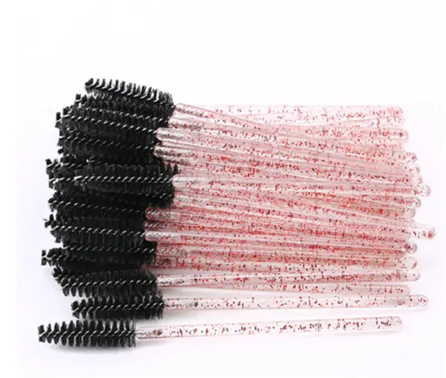 Disposable Makeup Tools Crystal Rod Nylon Head Solid Eyelash Brush Color Eyelash Comb Grafting Black - Shop at LoveMi