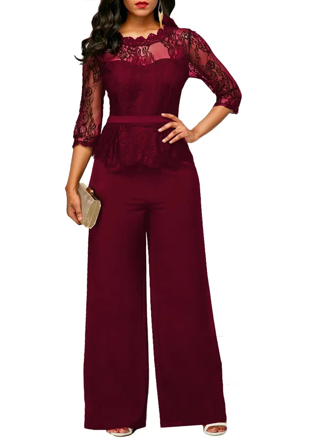 Summer Lace Jumpsuit Women's Clothing Red - Shop at LoveMi